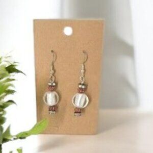 Murano Glass Beaded Earring Set in White and Red - New - Hand Crafted